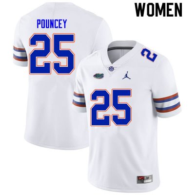 Women's Florida Gators #25 Ethan Pouncey NCAA Nike White Authentic Stitched College Football Jersey AFY7262DE